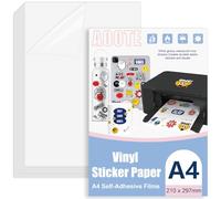 AOOTE Papiers Transparent Autocollants A4,26 Feuilles Papier Autocollant Imprimante, Vinyle Imprimable Papier Autocollant Étanche pour Imprimante à laser
