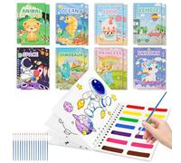 AOOTE Peinture avec Livres d'Eau pour Tout-Petits,16pcs Mini Livres de Coloriage pour Enfants avec 16pcs Pinceaus,Papier de Peinture Aquarelle Enfants pour Enfants 3-8 Ans Cadeau Artisanat d'Art