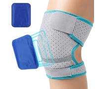 AOOTE Poche de Glace Genou,Réutilisable Glacées Genouillère avec 1 sachets de glaces,Genouillère Thérapie Chaud/Froid Réutilisable avec Doubles Sangles Ajustables pour le sport et le quotidien