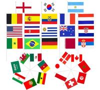 AOOTUERL 32 Pays Petit Drapeaux de Euro Foot Pays Participants avec un Mât Blanc pour Fans de Football, Petit Drapeaux du Monde pour Euro Football Match Support, Coupe du Monde, Eurovision Décor
