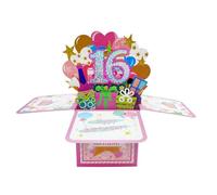 AOOTUERL Carte Anniversaire 16 Ans, Cadeau d'anniversaire, Carte de Vœux Cartes d'Anniversaire en Boîte Meilleur Cadeau d'Anniversaire pour 16e Anniversaire de Maman Papa pour Filles