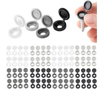 AOOTUERL Lot de 200 cache-vis charnière plastique qualité supérieure, capuchons décoratifs M4-M6 noir blanc gris clair foncé