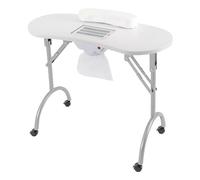 AOOUNGM Table de manucure pliable avec aspiration, avec sac d'aspirateur et grille de sécurité, soin des ongles sans poussière 90 x 72 x 40 cm (blanc)
