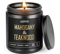 AOOVOO Bougies parfumées pour homme dans un bocal - Parfum acajou et bois de teck, 255 g, 50 heures de combustion, mèche en bois, bougie en cire de soja naturelle, cadeau pour homme et femme