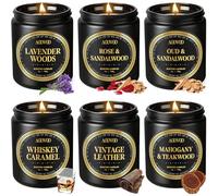 AOOVOO Bougies parfumées Set cadeau - 6 bougies Pack hommes pour la maison parfumée, bougie de soja pour les hommes, 42 oz 300 heures bougies longue durée Set