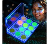 AOOWU 12 Couleurs Lumineuse Paillettes Gel,Glitter Chunky Glitter Maquillage Pour Le Visage, Cheveux, Corps, Joues et Ongles, Beau Sparkling Decoration Poudre Pour Festival Fête