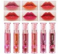 AOOWU 4 Couleurs Liquide Brillant À Lèvres Ensemble,Loss à Lèvres Extra-Brillant à la Texture Légère et Éclatante,Lasting Bright Lip Oil pour Femmes Gilrs Soins des Lèvres Réparateur (6PCS)