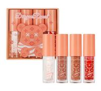 AOOWU 4 Couleurs Liquide Brillant À Lèvres Ensemble,Loss à Lèvres Extra-Brillant à la Texture Légère et Éclatante,Lasting Bright Lip Oil pour Femmes Gilrs Soins des Lèvres Réparateur,B