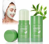 AOOWU Bâton de masque au thé vert, Masque au thé vert en stick, 2 Set Green Tea Mask, élimine les points noirs pour tous les types de peau femmes hommes, hydratant