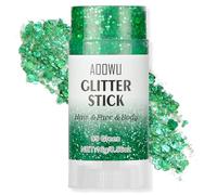 AOOWU Bâton de Paillettes Corps Visage 16g, Paillettes Holographiques Imperméables Longue Tenue, Maquillage Festival Rave Carnaval, Sans Colle & Peau Sensible, Vert