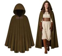 AOOWU Cape à capuche en velours Renaissance, Cape Sorcier Halloween Cosplay Costume Cape Longue Cape, Unisexe Déguisement Costume Halloween Cape à capuche Moyen-Âge Hobbit pour Halloween Carnaval Noël