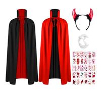 AOOWU Cape à Capuchon Double Face Vampire Adulte - Matière Polyester Doux & Accessoires Diable - Déguisement Halloween & Fêtes Thématiques - Costume Médieval pour Hommes et Femmes,150CM