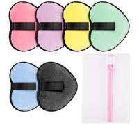 AOOWU Coton Demaquillant Lavable, 6PCS Disque Démaquillant Réutilisable, Lingette Demaquillante Lavable Double Face Disponible, Doux Microfibre Démaquillant, pour Nettoyage du Visage, Soins de la Peau