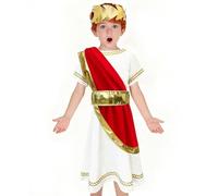 AOOWU Déguisement d'empereur romain pour garçon, ensemble toge romaine avec cape,coiffe et ceinture, Déguisement de dieu grec pour enfants,déguisement grec antique pour cosplay,mascarade,Halloween, M
