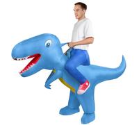AOOWU Déguisement Gonflable Dinosaure, Déguisement Dinosaure Gonflable Adulte, Costume Gonflable Raptor, Dinosaur Mascot Party Costume Fancy Dress Cosplay Outfit Adult Costume fête d'halloween,Bleu