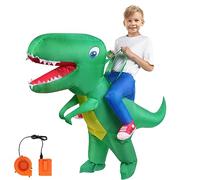 AOOWU Déguisement Gonflable Dinosaure, Déguisement Dinosaure Gonflable Enfant, Costume Gonflable Raptor, Dinosaur Mascot Party Costume Fancy Dress Cosplay Outfit Enfant Costume fête d'Halloween,Vert