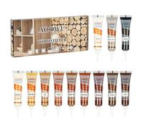 AOOWU Kit Reparation Parquet, 12 Couleurs Kit Reparation Bois, Mastic Bois Pâte, Kit De Reparation Stratifie, Kit De Réparation Pour Rayures Sur Plancher En Bois Dur, Fissures, Trous, Table, Porte