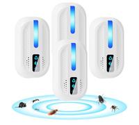 AOOWU Répulsif Ultrasonique pour Souris, 4PCS Anti-moustiques ultrasoniques, Anti-Rats, Silencieux Non-Toxique, Répulsif Intérieur Dispositif Anti Souris Insectes, Moustiques, Cafards, Rats, Araignées
