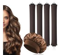 AOOWU Set Boucles sans Chaleur, 4PCS Headband Hair Curler avec Bonnet Satin, Bigoudi Boucle Cheveux de Sommeil Doux, Boudin Cheveux Boucle Sans Chaleur, Bigoudis Cheveux pour Tous Les Types de Cheveux