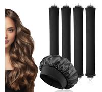 AOOWU Set Boucles sans Chaleur, 4PCS Headband Hair Curler avec Bonnet Satin, Bigoudi Boucle Cheveux de Sommeil Doux, Boudin Cheveux Boucle Sans Chaleur, Bigoudis Cheveux pour Tous Les Types de Cheveux