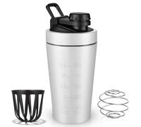 AOOWU Shaker à protéines 600ml, Shaker Protéiné de Acier Inoxydable avec Mixing Balle, Bouteille shaker de protéines Shaker Isotherme de Sport pour Boisson Protéinée Compléments Alimentaires en Poudre