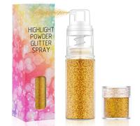 AOOWU Spray Paillettes Visage & Corps 12g + Recharge 5g,Poudre Scintillante Maquillag pour Visage,Poudre Libre Spray Scintillant,Spray De Poudre Paillette pour Mariages & Festivals,Or