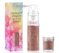 AOOWU Spray Paillettes Visage & Corps 12g + Recharge 5g,Poudre Scintillante Maquillag pour Visage,Poudre Libre Spray Scintillant,Spray De Poudre Paillette pour Mariages & Festivals,Coloré