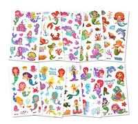 AOOWU Tatouage Ephemere Enfant Fille, 10Pcs Briller Etanche Sirène Océan Tatouage Enfant, Tatouage Temporaire Enfant pour Filles Garçons Enfants Sac De Noël Anniversaire Cadeau Pinata
