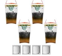 AOOWU Transparent Piege a Mouche, 4PCS Piege a Mouche Interieur Exterieur, Red Top Fly Traps, pièges à mouches, pour Attraper Les Mouches et Les Mouches des Fruits pour Les Fermes, Campings, Décharges