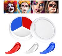 AOOWU Visage Corps Peinture, 3 Couleurs Imperméable Fard Gras Peinture Corporelle Longue Durée Sécurité, Maquillage beauté Palette pour Drapeau Français, Théâtre, Carnaval, Scène, Clown, Cosplay