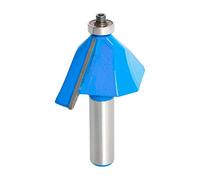 Aopin Fraise à chanfreiner à 45 degrés - Tige de 1,27 cm - Roulement supérieur biseauté - Outil de travail du bois - Bleu, argenté - 1 pièce