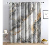 AopKrymth Rideau Occultant Marbrés Gris Doré, Rideaux Thermique Isolant Anti Froid et Chaleur Lot de 2 Abstrait Moderne, Intérieurs Decoration Draperies pour Chambre Salon, à Oeillets 140x200 cm