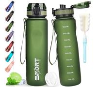 AOPREL Gourde de sport 1 l - Anti-fuite - Sans BPA - Avec échelle de capacité - Pour l'extérieur, l'école, le camping