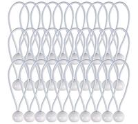 AOPRIE Lot de 30 tendeurs avec boules blanches 10,2 cm - Sangle Elastique - Résistants aux intempéries - Sangle d'arrimage pour camping, tentes, cargaisons, câbles et tuyaux