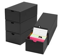 aopule Lot de 4 boîtes de rangement pour cartes d'index de 7,6 x 12,7 cm avec couvercle, peut contenir 4 000 cartes, support de recettes noir pour cartes mémoire de 7,6 x 12,7 cm