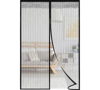 Aopunly 100 x 220 cm Rideau magnétique de porte moustiquaire pour portes en bois, fer, aluminium et balcon. Facile à installer Noir