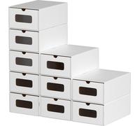 Aopunly 10x boîtes à chaussures avec fenêtre Rangement pour chaussures Boîte de rangement empilable Boîte à chaussures Boîte à chaussures Boîte à usage général Blanc
