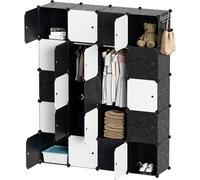Aopunly 20 boîtes Système d'étagères DIY Armoire penderie Étagère enfichable 175x140x35cm noir et blanc