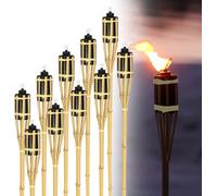 Aopunly 24x flambeaux de jardin Set lampes flambeau mèche 90cm bambou flambeau huile pour l'extérieur huile de lampe pour flambeau flammes feu fête déco