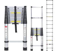 Aopunly 5m argent Echelle télescopique en aluminium Echelle double Echelle simple Echelle multi-usage Echelle pliante