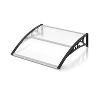 Aopunly Auvent pour porte d'entrée - 100 x 120 cm - Auvent arqué en polycarbonate transparent et aluminium de 5,2 mm - Toit de porte extérieur résistant aux intempéries avec protection solaire