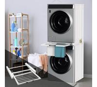 Aopunly Cadre de connexion pour lave-linge et sèche-linge Cadre de montage intermédiaire avec corde à linge