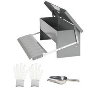 Aopunly Distributeur automatique de nourriture 5KG Poules avec gants et cuillère en acier inoxydable Distributeur automatique de nourriture pour volailles Argent