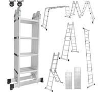 Aopunly Echelle multifonctionnelle Echelle pliante 4x4 470cm Echelle télescopique Echelle à cadre A Echelle d'appui Echelle de ménage Echelle en aluminium