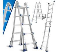 Aopunly Echelle télescopique Alu léger 4x5 plans argent multifonction Echelle multifonctionnelle Echelle extensible en aluminium de qualité supérieure Capacité de charge 150KG