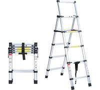 Aopunly Echelle télescopique Echelle pliante 1,4m+1,7m Stable Echelle simple Aluminium Echelle double jusqu'à 150kg