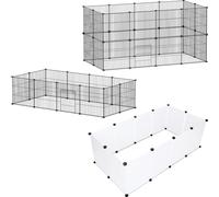 Aopunly Enclos libre Enclos grillagé Lapin DIY Parc Intérieur&Extérieur 24Pcs 35x35cm Noir