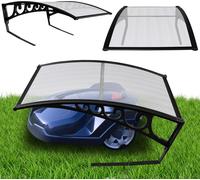 Aopunly Garage pour tondeuses à gazon robotisées Carport Cadre noir en acier Métal laqué époxy 105x85x50 cm Toit transparent