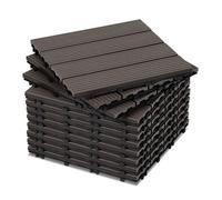 Aopunly Lot de 11 Dalles de terrasse 4 lattes 1 m², 30 x 30 cm, Dalles clipsables WPC Composite bois Marron café