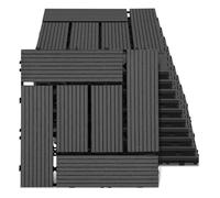 Aopunly Lot de 55 Dalles de terrasse 6 lattes 5 m², 30 x 30 cm, Dalles clipsables WPC Composite bois Anthracite